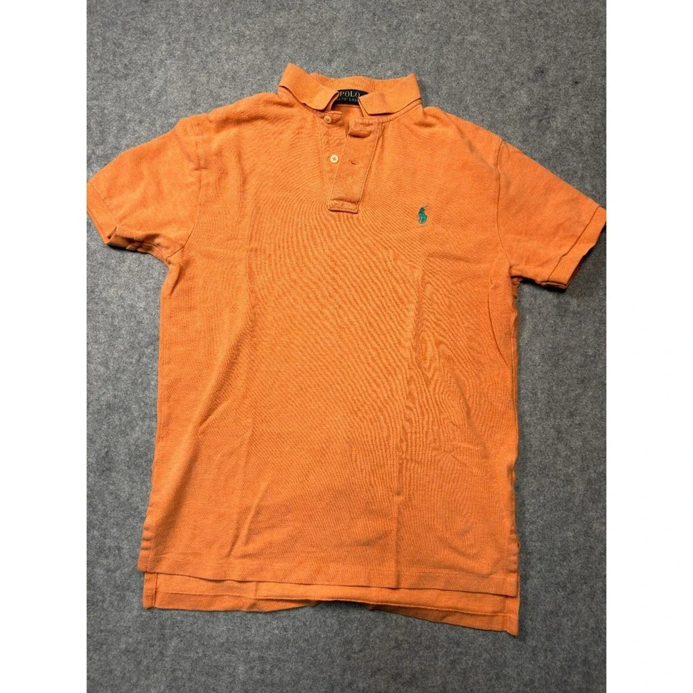 Polo Ralph Lauren Shirt Mens Small Orange Site Slits High Low Hem Golf Tennis